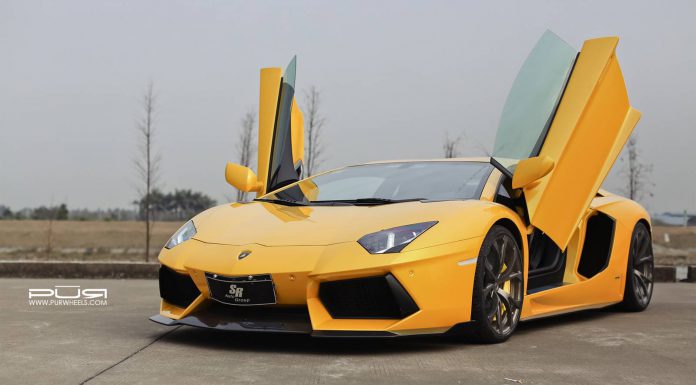 Bright Yellow Lamborghini Aventador on Bronze PUR Wheels
