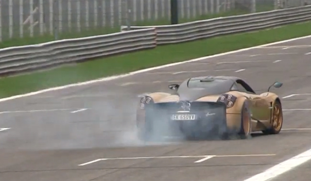 Gold Pagani Huayra Hits the Track