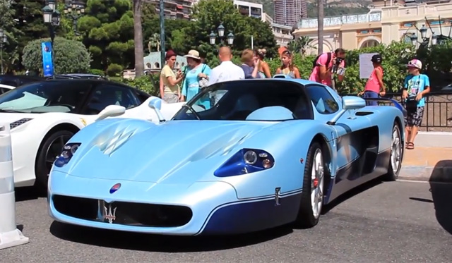 Unique Satin Baby Blue Maserati MC12 Spotted in Monaco