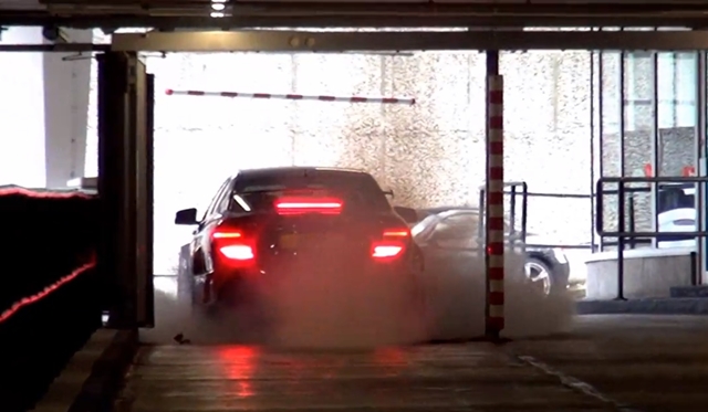 Video: Insane Supercar Burnout sets off Fire Alarm in Underground Carpark