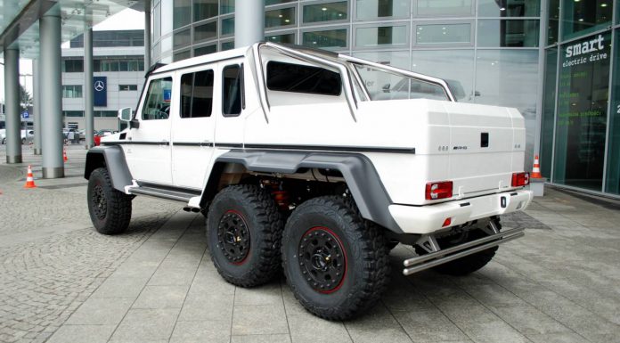 White Mercedes-Benz G 63 AMG 6x6 in Warsaw Poland