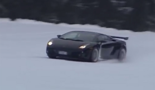Insane Reiter Lamborghini Gallardo Screams Up Ski Slope
