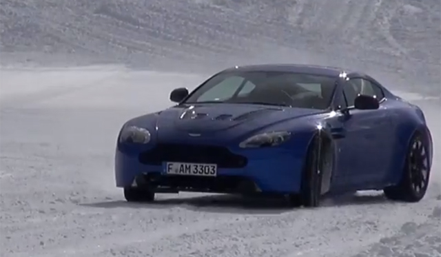 Watch an Aston Martin V12 Vantage S Drifting on Ice