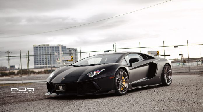 Stealthy Black Lamborghini Aventador Meets PUR Wheels