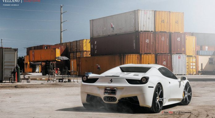 White Ferrari 458 Spider Lowered on Vellano Wheels 