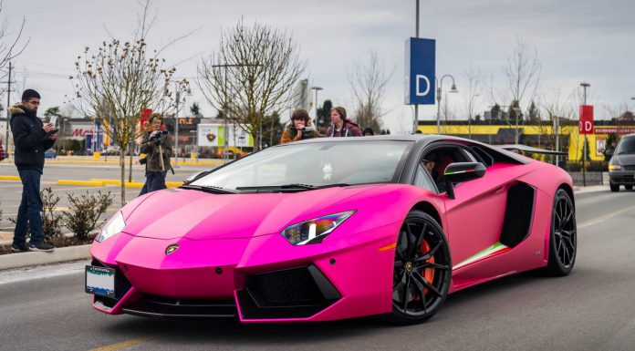 Matte Chrome Pink Lamborghini Aventador in Vancouver 