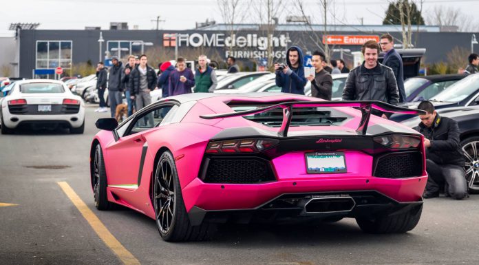 Matte Chrome Pink Lamborghini Aventador in Vancouver 