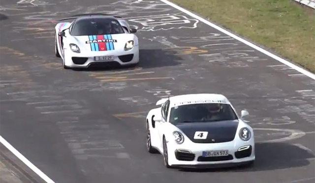 Porsche 918 Spyder Weissach Hits Nurburgring With 911 Turbo