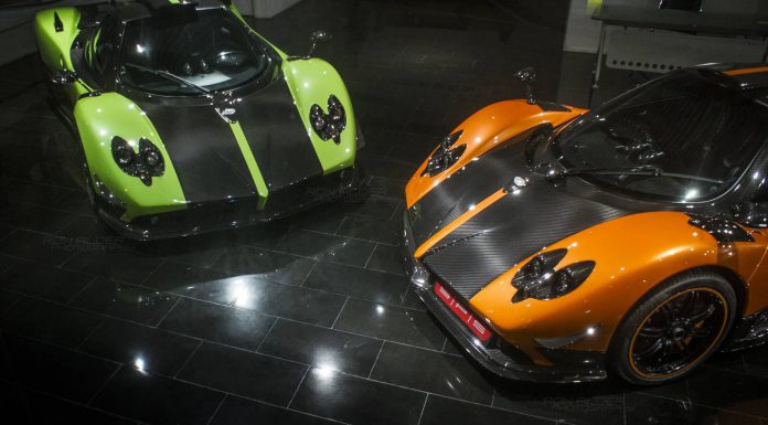 Green and Orange Pagani Zonda Cinque Coupes Spotted Together