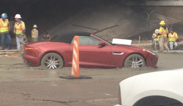 Jaguar F-Type Stuck in Cement 