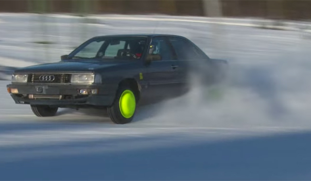 Video: Audi 200 Turbo Drifts Uphill in the Snow!