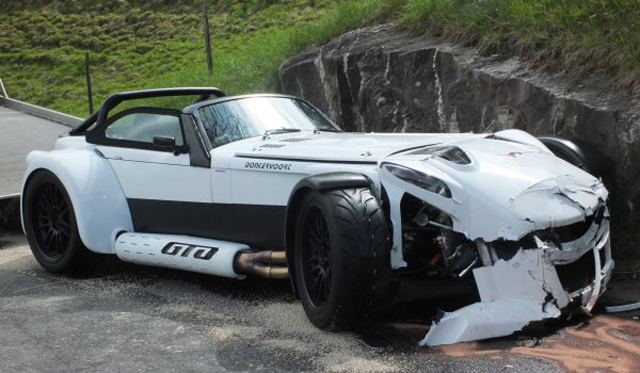 White Donkervoort D8 GTO Crashes in Switzerland