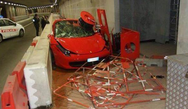 Ferrari 458 Spider Destroyed in High Speed Monaco Tunnel Crash