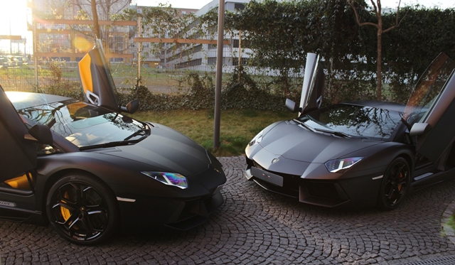 Meeting two matte Lamborghini Aventador LP700-4 in Czech Republic