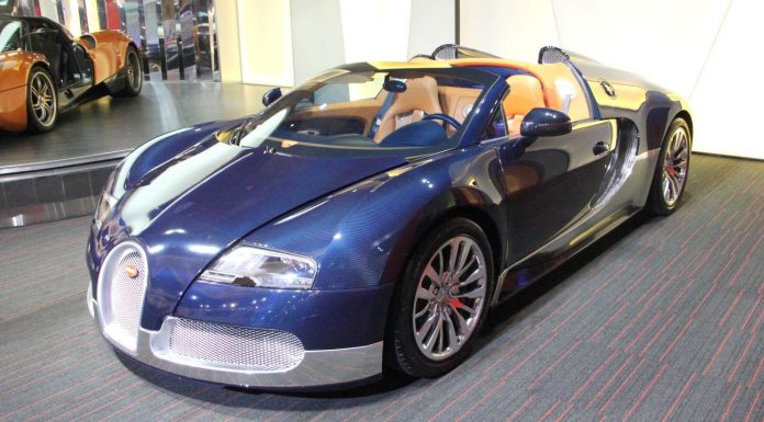 Gorgeous Blue Carbon Fibre and Silver Bugatti Veyron Grand Sport For Sale in Dubai