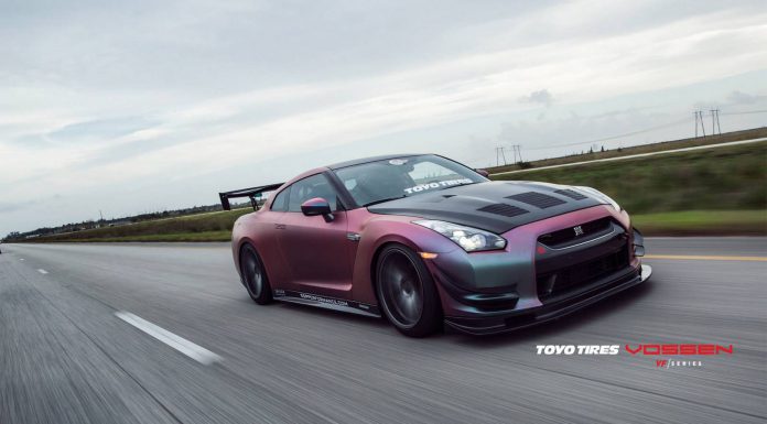 Neo-Chrome Plasti Dip Nissan GT-R with Vossen Wheels