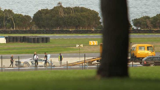 Lamborghini Aventador Roadster Catches Fire at Phillip Island