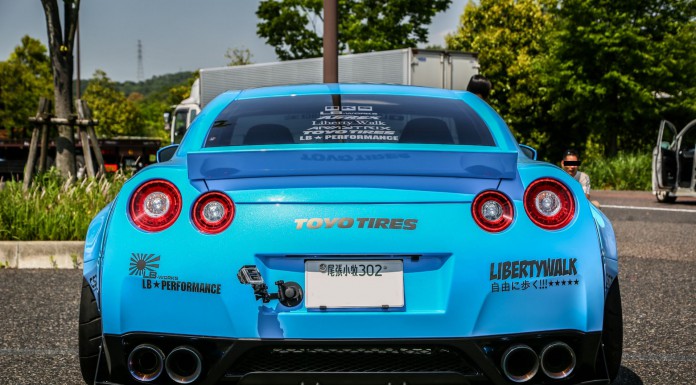 Bright Blue Liberty Walk Nissan GT-R Posing