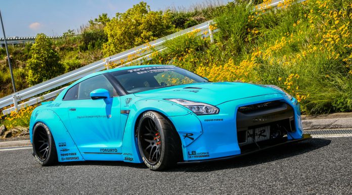 Bright Blue Liberty Walk Nissan GT-R Posing