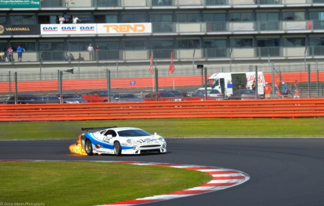 Jaguar XJ220 Catches Fire at Silverstone Circuit