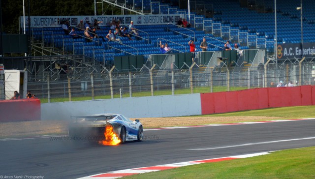 Jaguar XJ220 Catches Fire at Silverstone Circuit