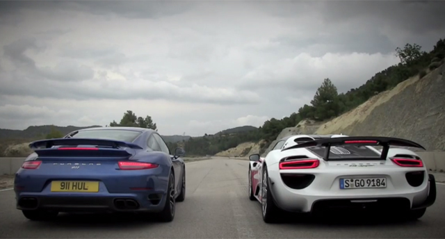 Video: Porsche 918 Spyder Weissach vs 911 Turbo S Drag Race!