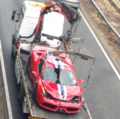 Ferrari 458 Speciale Crashes in the U.K.