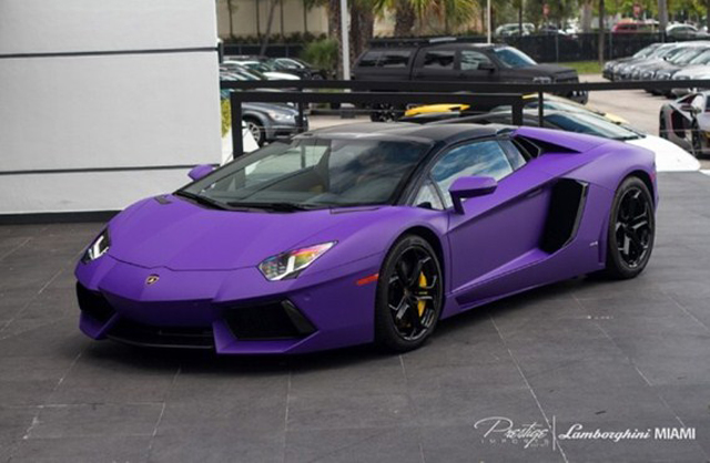 Unique Matte Purple Lamborghini Aventador Roadster For Sale