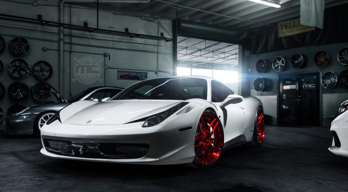 Ferrari 458 Italia Rolling on Gloss Red ADV.1 Wheels