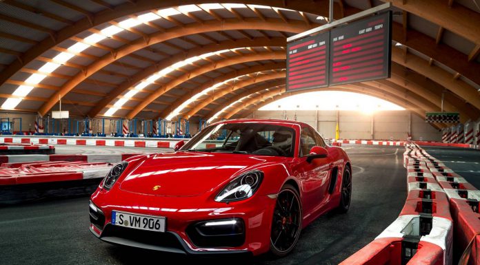 Stunning Red Porsche Cayman GTS on a Go-Kart Track