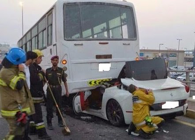 Ferrari California Destroyed After Rear-Ending Bus
