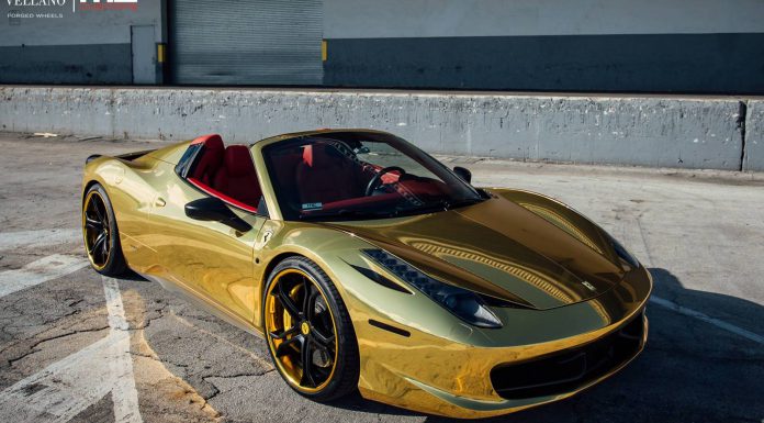 Gold Ferrari 458 Spider with Vellano Forged Wheels 