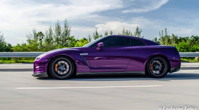 Purple Nissan GT-R Lowered on Velgen Wheels 