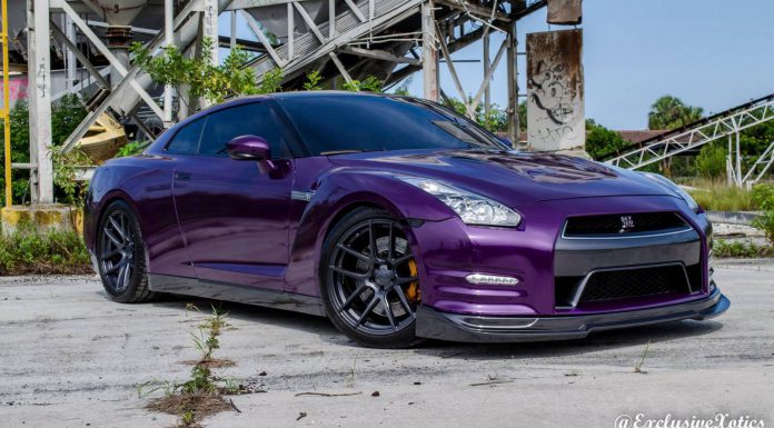 Purple Nissan GT-R Lowered on Velgen Wheels 