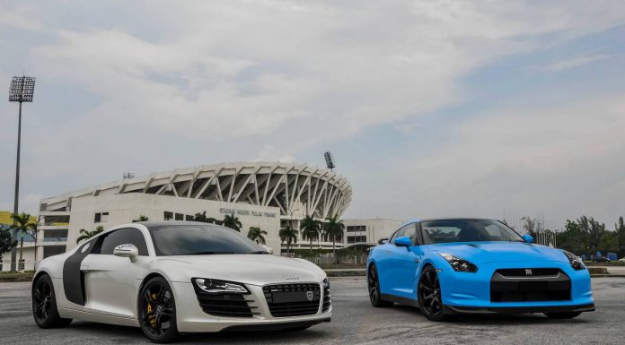 Blue Nissan GT-R and Audi R8 Combo Photoshoot!