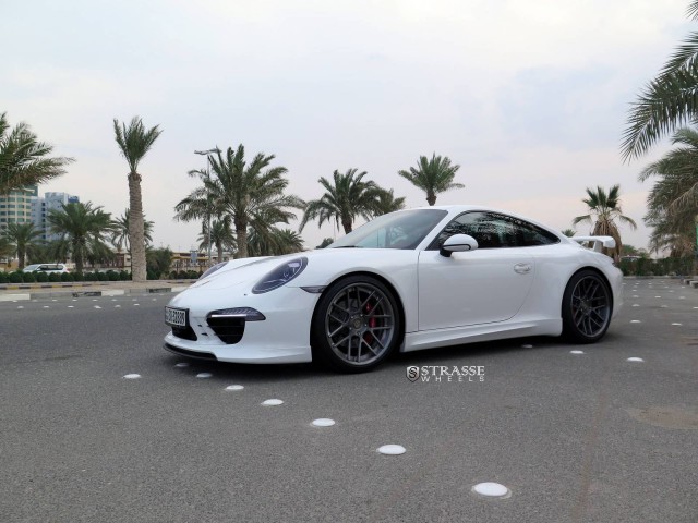 White Metallic Techart 911 Carrera GTS with Strasse Wheels