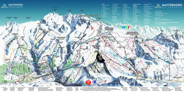 Zermatt Cervinia Piste Plan Map