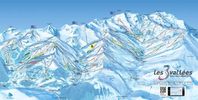 Les 3 Vallees Piste Plan Map