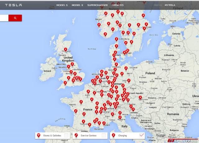 Map shows the booming network of superchargers in Europe