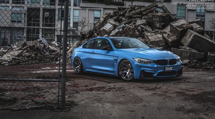 Yas Marina Blue BMW M4 with Smoke Black Brixton Wheels