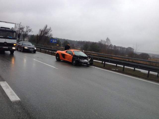 Orange McLaren 650S Crashes in Poland