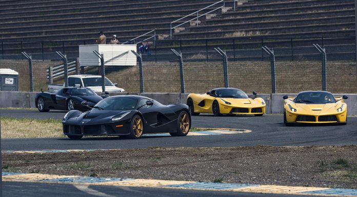 Three Ferrari LaFerrari's and an Enzo at Sonoma Raceway