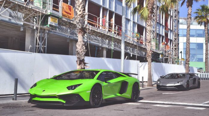 Green and Grey Lamborghini Aventador SV