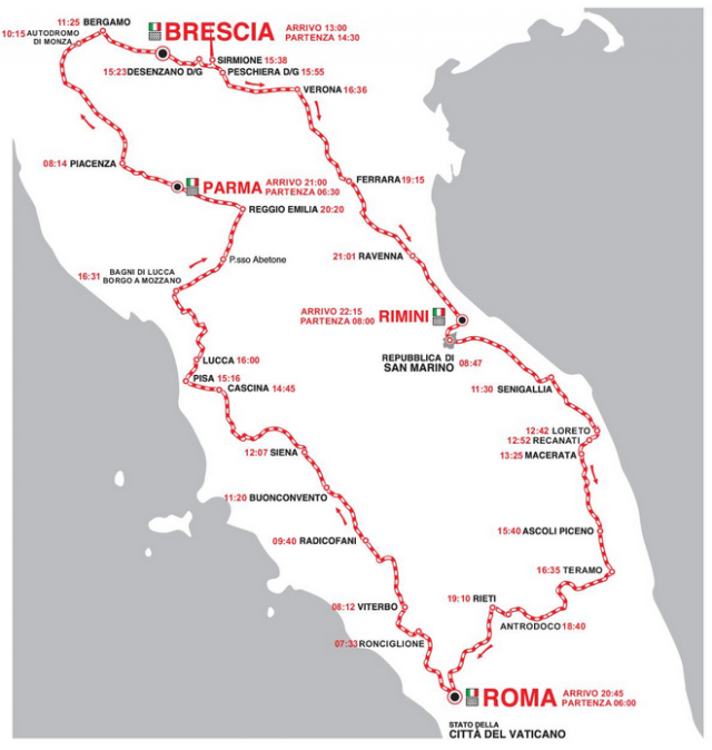 Mille Miglia 2023 Route Map