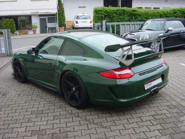 British Racing Green Porsche 911 GT3 RS Rear view