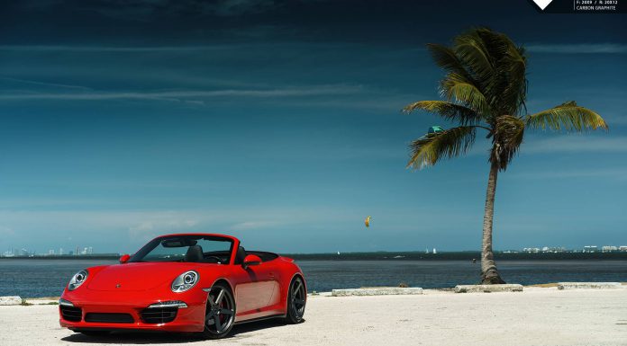 Red Porsche 911 Carrera 4S Lowered on Vorsteiner Wheels 