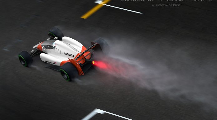 McLaren F1 car rendered with closed cockpit rear