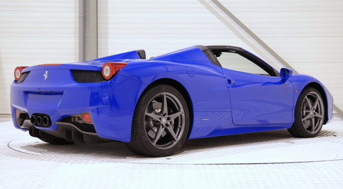 Bugatti Blue Ferrari 458 Spider rear