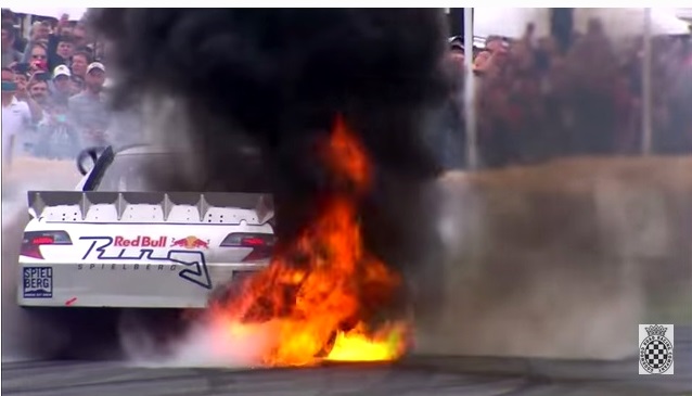 Video: NASCAR Bursts Out Into Flames While Doing Burnout at Goodwood