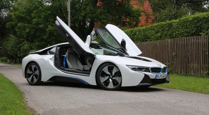 BMW i8 side view doors up